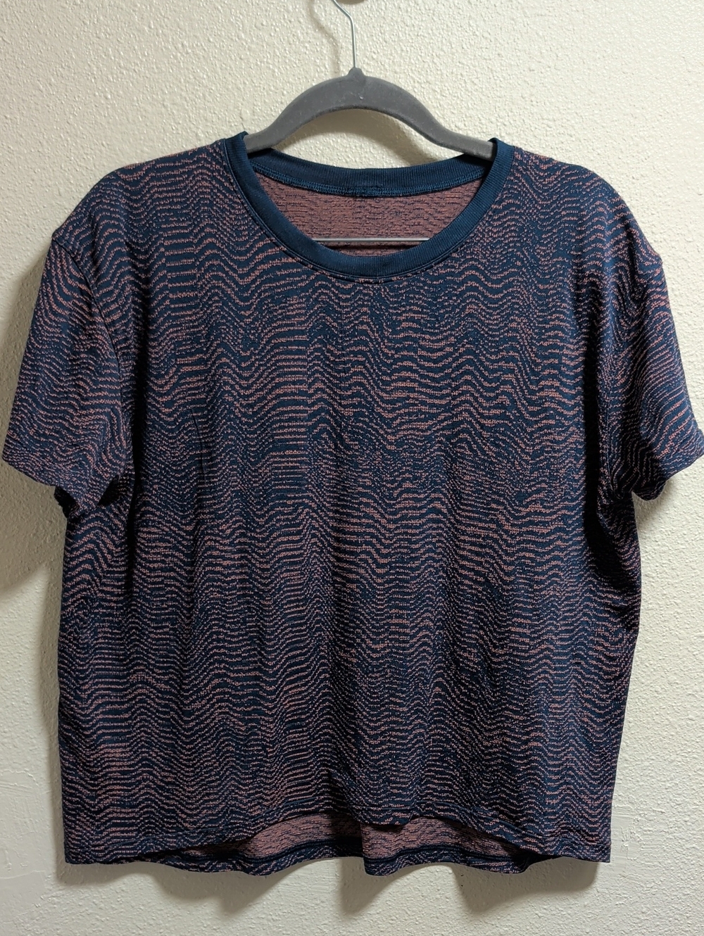 Lululemon Train To Be Short Sleeve Shirt In Ripple Wave Mineral Blue/Orange Soda